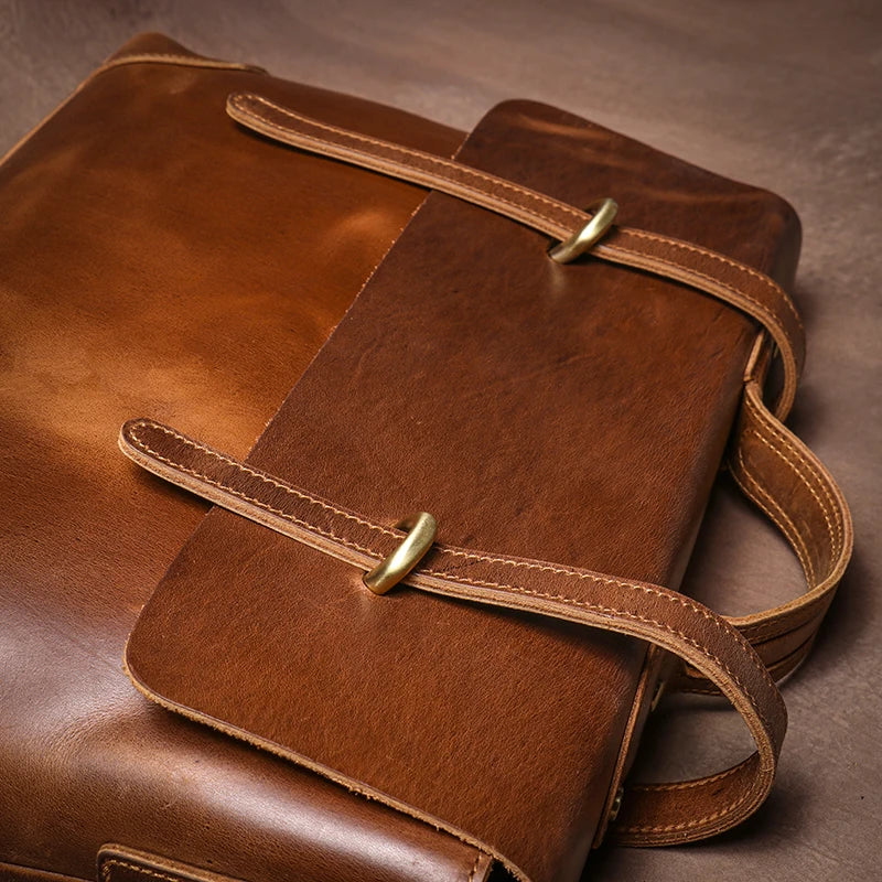 Genuine High-Grade Retro Leather Briefcase