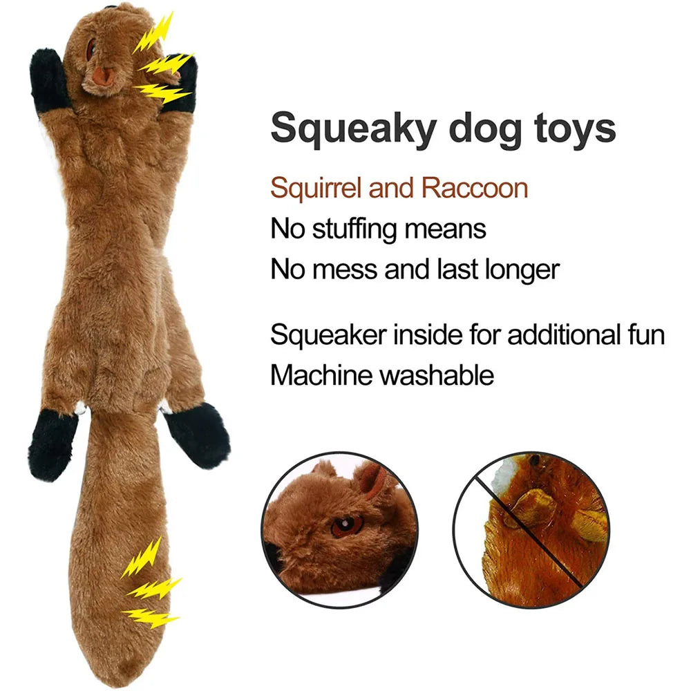 Stuffing-Free Plush Squeaky Dog Toy with Crinkle Sound