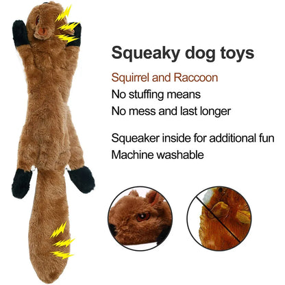 Stuffing-Free Plush Squeaky Dog Toy with Crinkle Sound