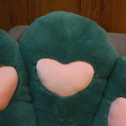 Plush Bear Paw Mat –Foot Pillow & Heart Plush Cushion