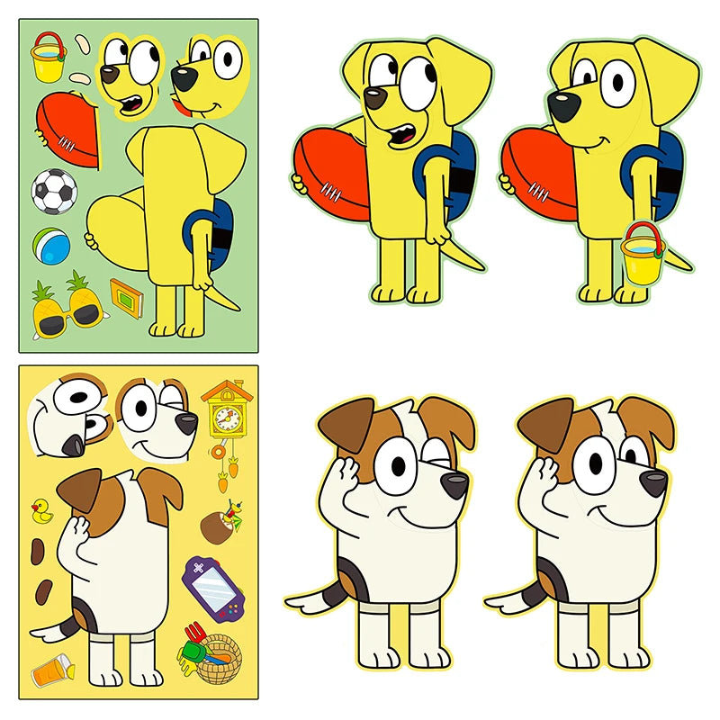 Bluey Cartoon Dog Puzzle Stickers