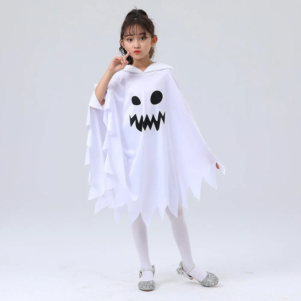 Sydanne Kids White Ghost Cape | Glowing Hooded Cloak