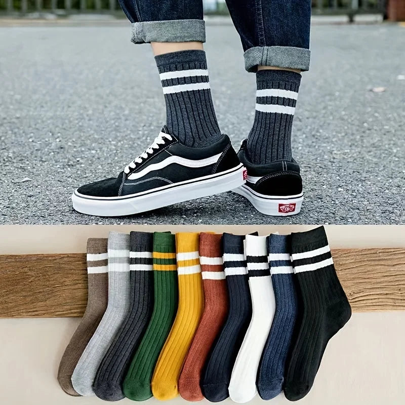 5 Pairs of Men's Sports Trend Socks – Comfortable Crew