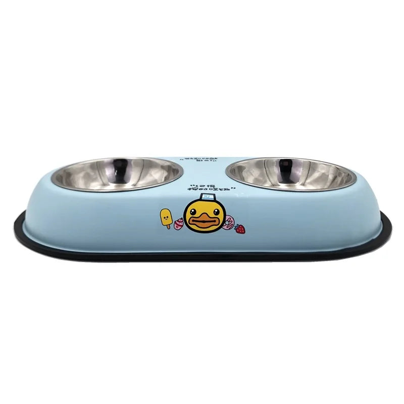 Double Stainless Steel Bowls for Dogs & Cats