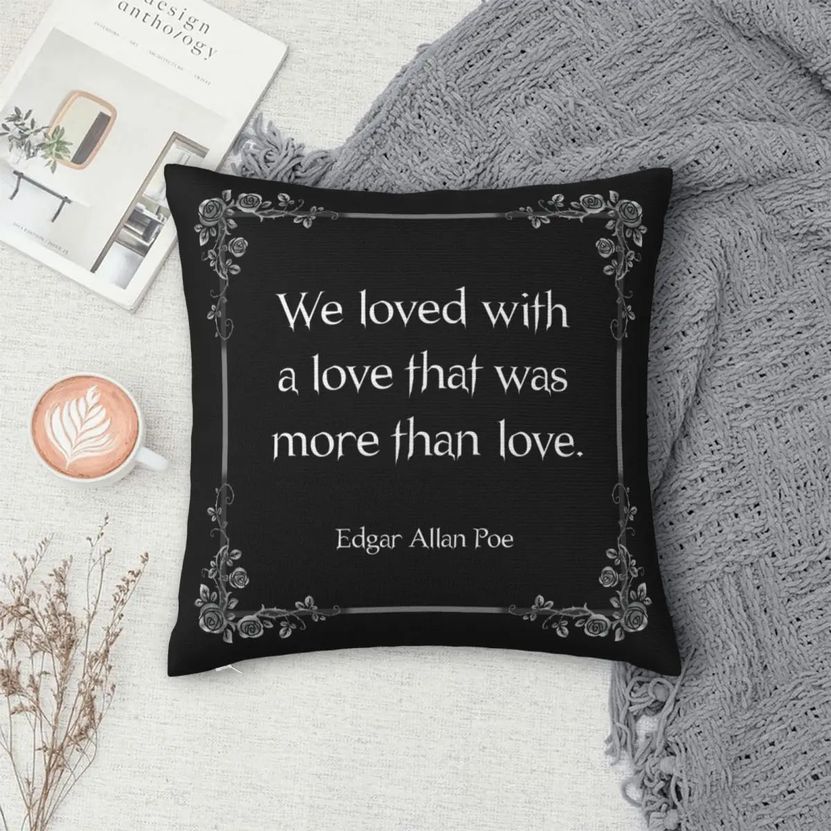 Edgar Allan Poe Annabel Lee Quote Pillowcase – Polyester Linen Velvet 18” Decorative Cushion Cover