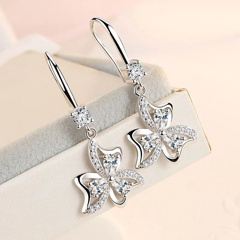 Luxury Crystal Flower Drop Earrings