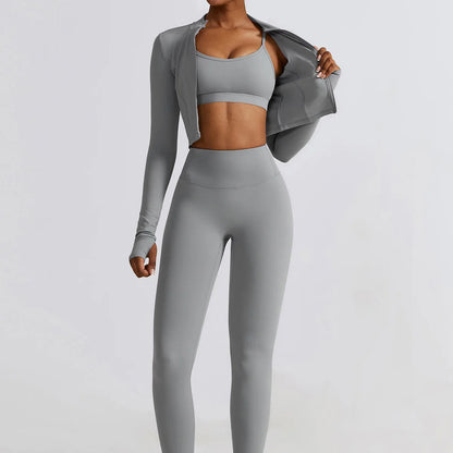 Seamless Tracksuit - Long Sleeve Yoga Set & High Waist Leggings