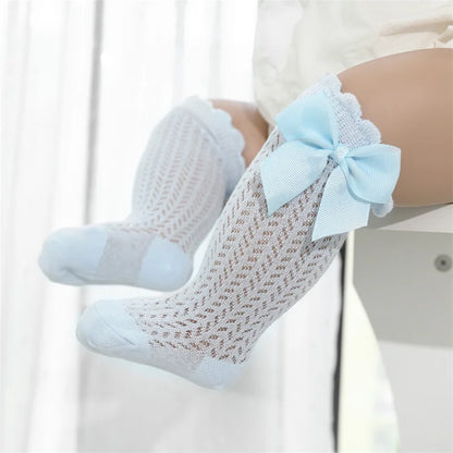 Big Bow Cotton Summer Mesh Infant Knee Socks