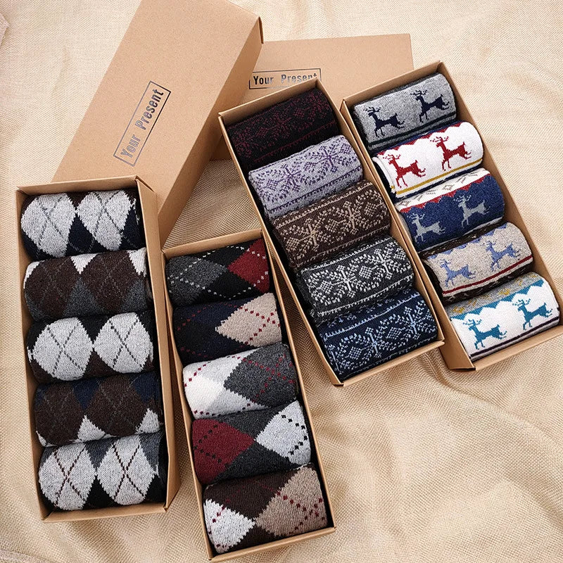 5 Pairs High-Quality Cotton Socks – Men's Business Gift Box