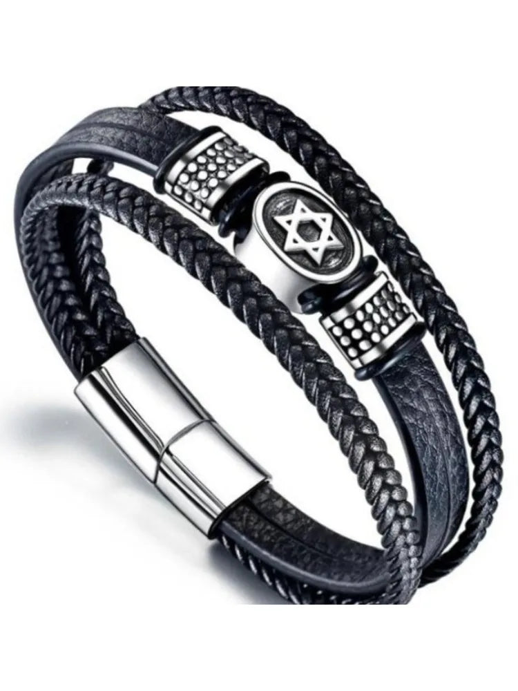 Men's Stainless Steel Star of David Symbol Bracelets