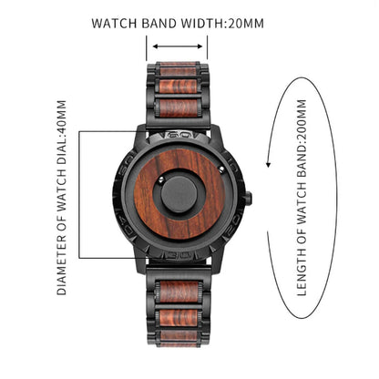 EUTOUR Men's Solid Wood Magnetic Watch: Luxury Sport Quartz Timepiece