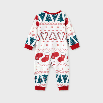 Family Matching Christmas Pajama Set – Reindeer Big Graphic Allover Pattern