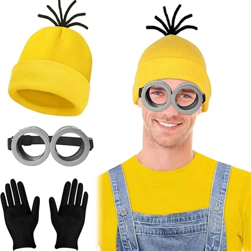 Adult Minions Cosplay Costume - Despicable Me Yellow Beanie & Steampunk Goggles