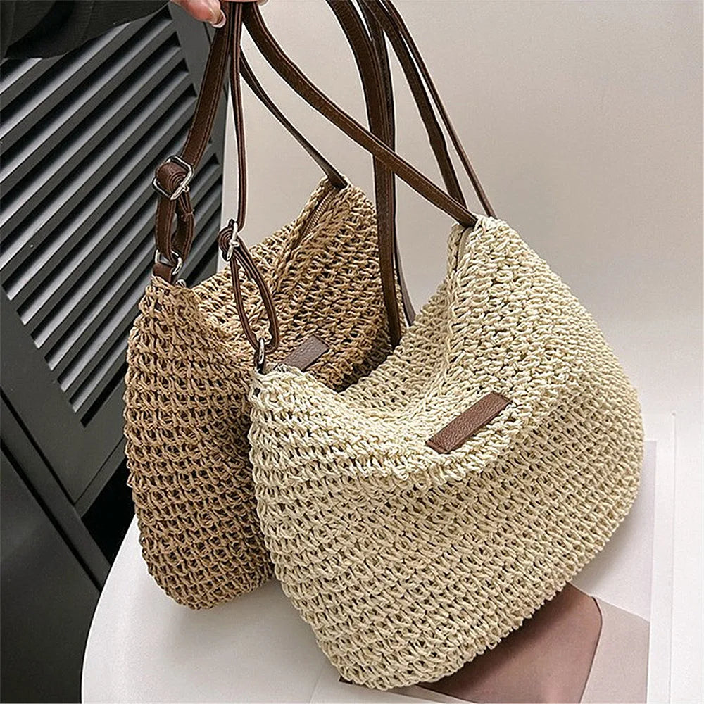 Summer Straw Crossbody Bag 2024 - Woven Beach Tote for Women