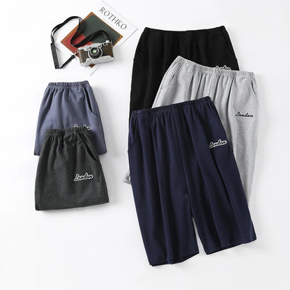 Summer Cotton Pajama Pants | Solid Color Shorts for Adults