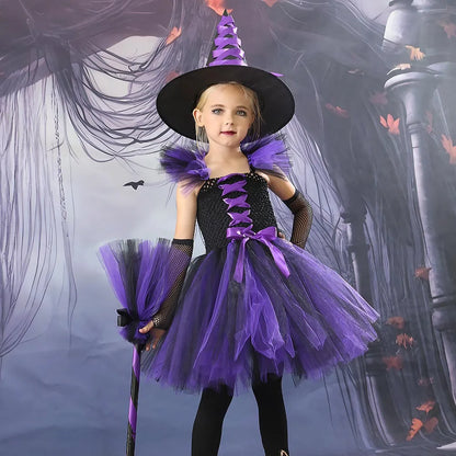 Kids Girls Witch Costume | Tutu Knee Dress