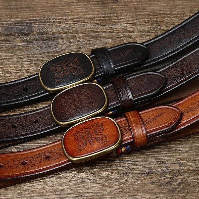 3.5CM Pure Cowhide High Quality Genuine Leather Belts for Men