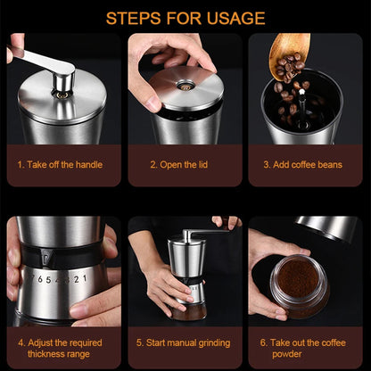 High-Quality Manual Coffee Grinder – Ceramic Core with 6/8 Adjustable Settings