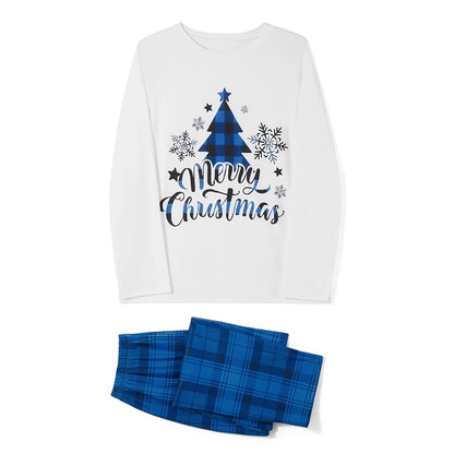 Christmas Family Matching Pajama Sets - Letter Print Tops & Plaid Pants