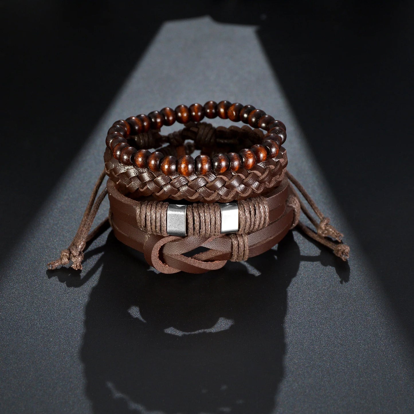 MeMolissa Braided Leather Bracelet Set for Men