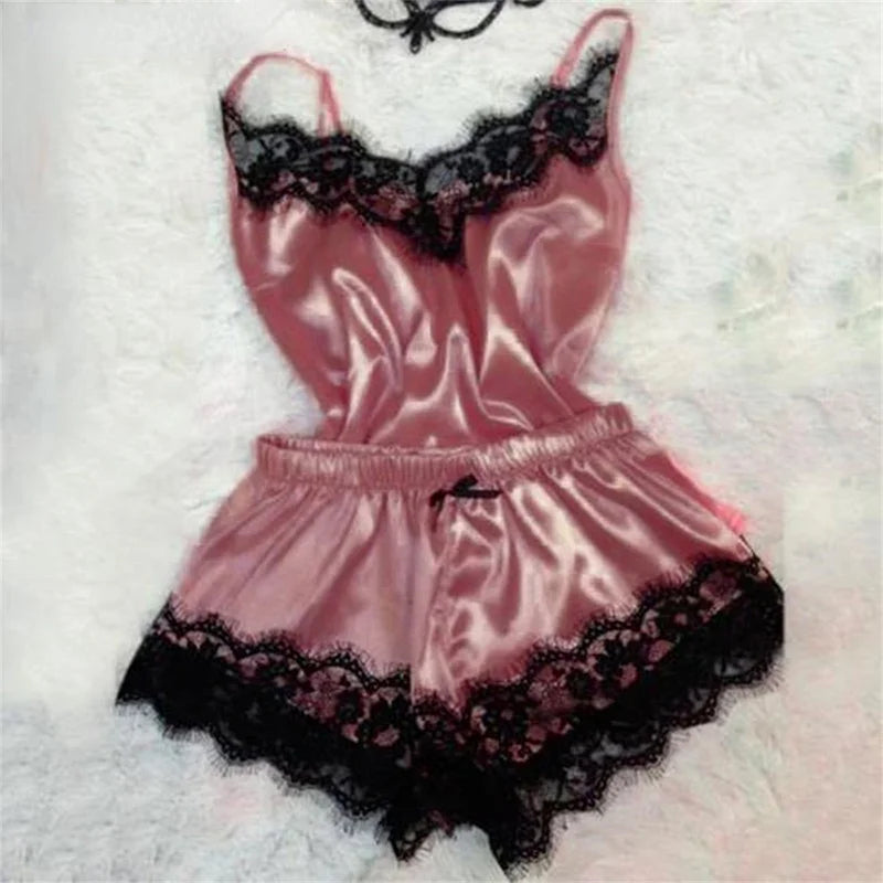 Women's Sleepwear Lace Satin Pajama Sets