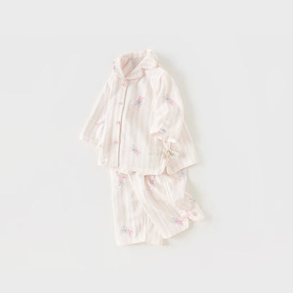 Dave Bella Girls' Summer Pajamas - Pink Striped Two-Piece Set