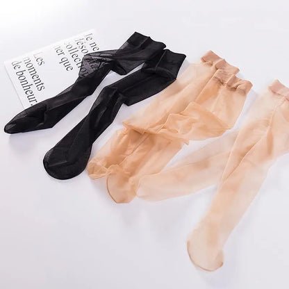 5 Pairs Women's Ultra-Thin Nylon Knee-High Stockings