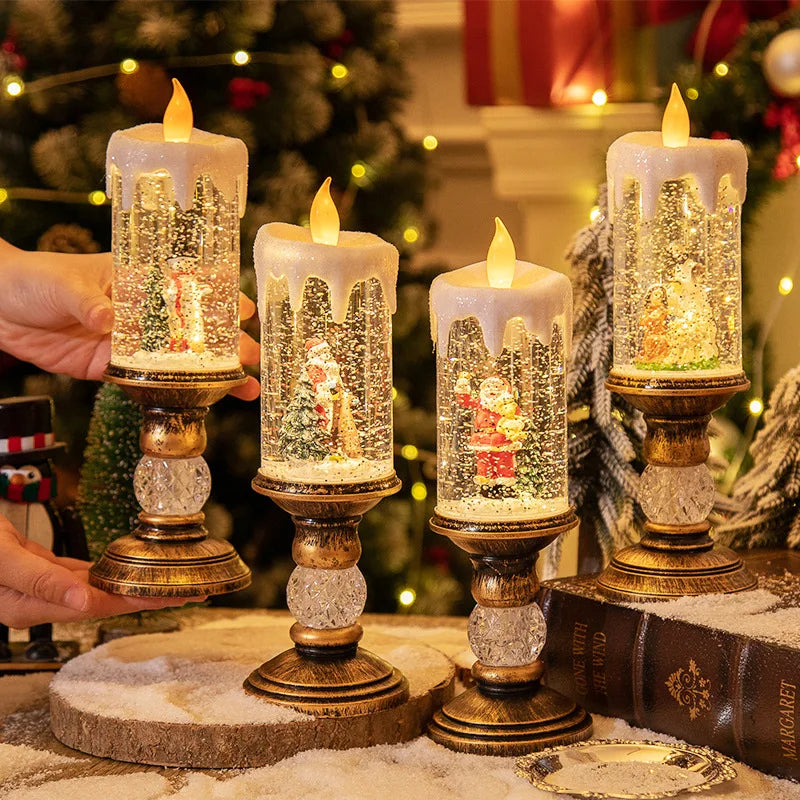 Christmas LED Candle Lights - Flameless Swirling Glitter Crystal Electronic Candles