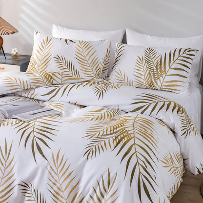 Golden Green Tropical Bed Cover Set | Vibrant Cartoon Bedding for All Sizes