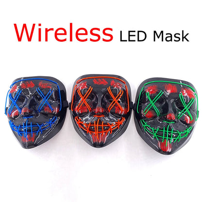 Wireless Neon LED Purge Mask | Glow in the Dark Horror Mask