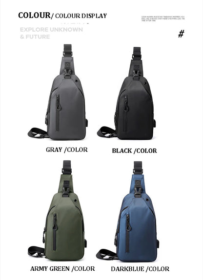 Men's Solid Color Chest Bag - Outdoor Casual One Shoulder Crossbody Bag