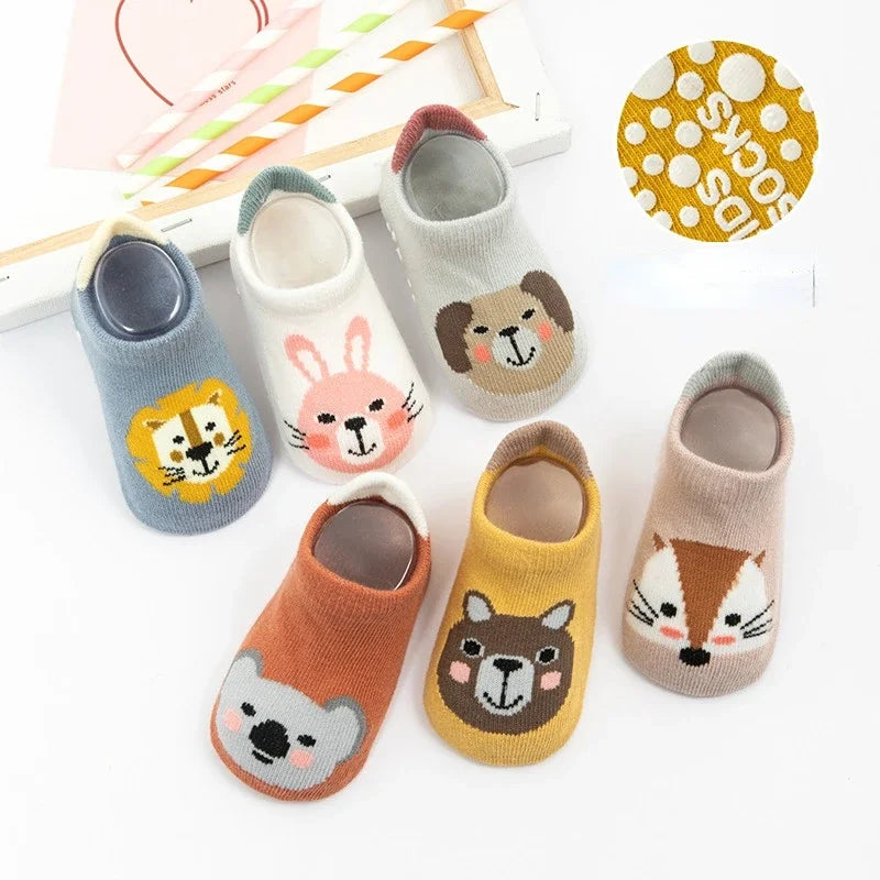 Anti Slip Baby Socks Cute Cartoon Animal Letter Print