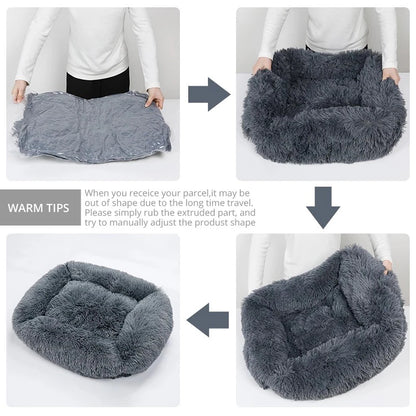 Washable Plush Dog Bed - Soft, Warm Cushion for Winter