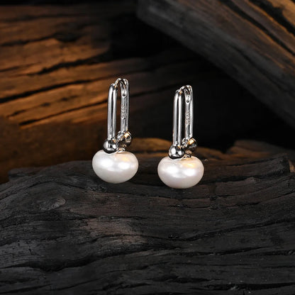 925 Sterling Silver Needle Earrings with Pearl