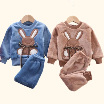 Autumn Winter Kids Pajamas - Thick Flannel Fleece 2-Piece Sets