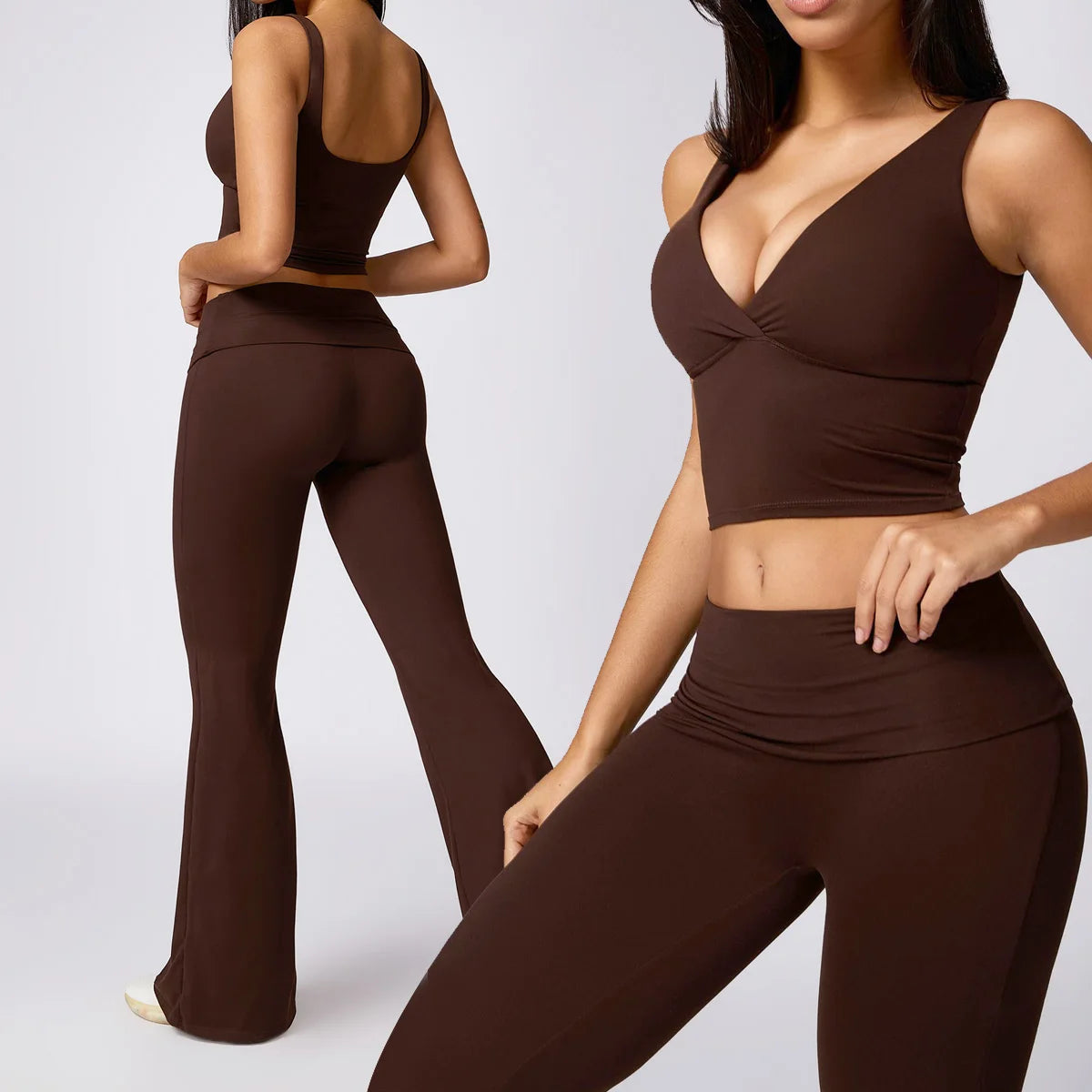 2-Piece Women's Yoga Set – Flared Trousers & Tank Top Fitness Outfit