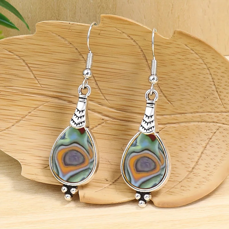 Retro Bohemian Water Drop Earrings &amp; Necklace Set – Fashionable Jewelry Gift for Women and Men