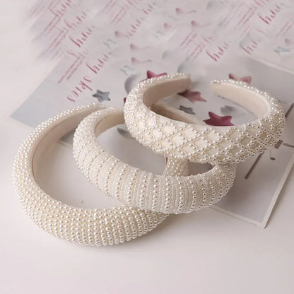 Pearl Decoration Hair Hoop | Stylish Chiffon Hairbands for Women