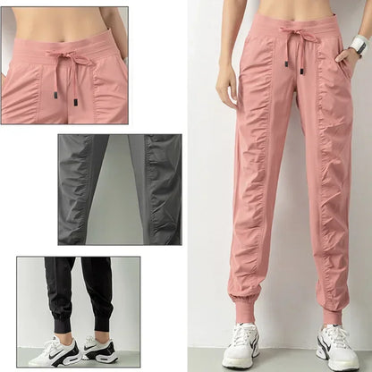 Women's Quick-Dry Drawstring Joggers – Athletic Gym Fitness Sweatpants