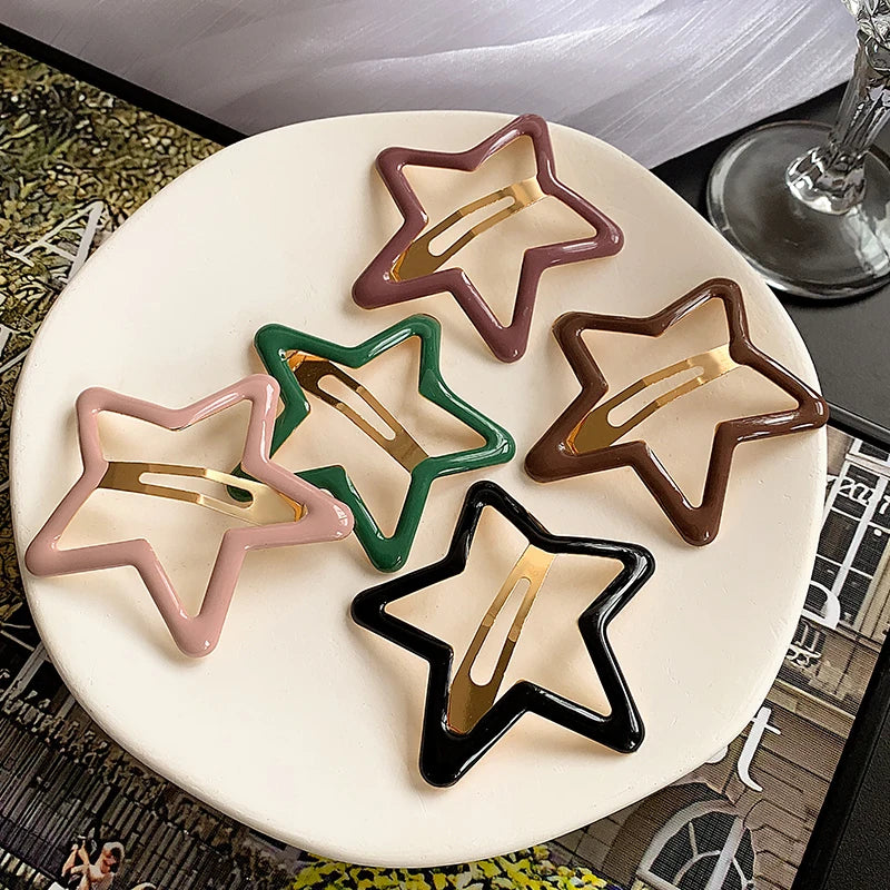 5 Pcs Hollowed Star Hair Clips – Sweet Star Snap Hairpins for Girls