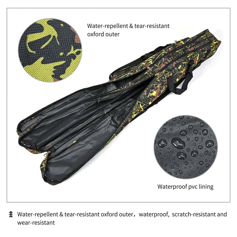 Foldable 2-Layer Fishing Rod Bag – 1.3m/1.5m Double Shoulder Outdoor Storage