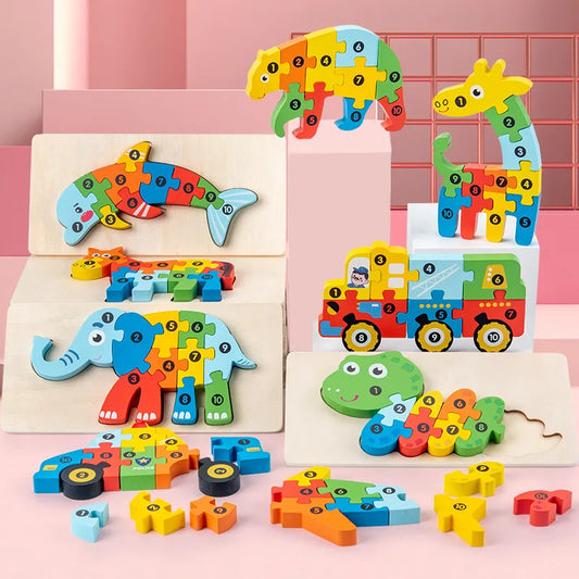 Montessori Wooden Dinosaur Puzzle – Toddler Educational Toy