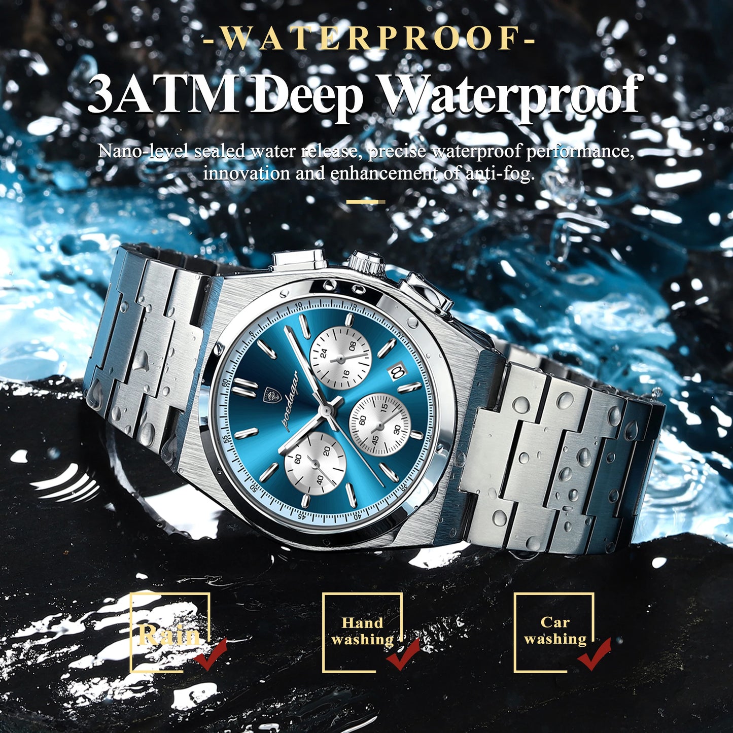 Luxury Men's Quartz Watch – Waterproof Stainless Steel