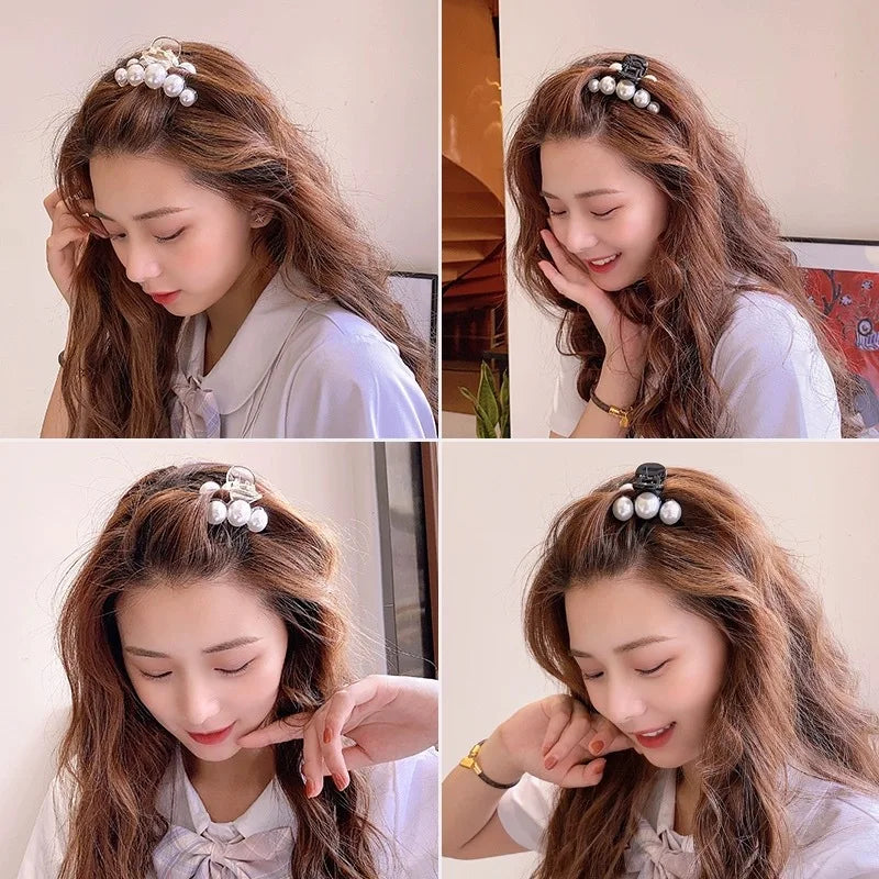 Simulated Pearl Hair Claws | Korean Acrylic Hair Clips for Women & Girls