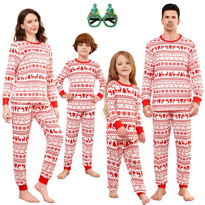 Cotton Retro Print Christmas Family Matching Pajamas Set