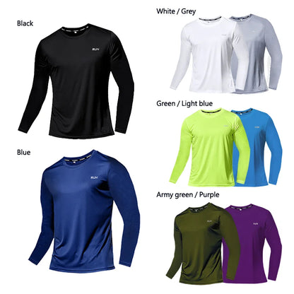 Men's Summer Ice Silk Long Sleeve T-Shirt: Quick Dry & Sun Protection