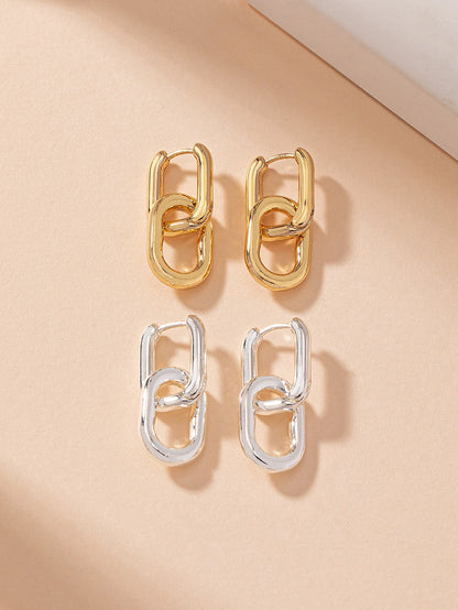 Gold Color Stainless Steel Square Hoop Earrings