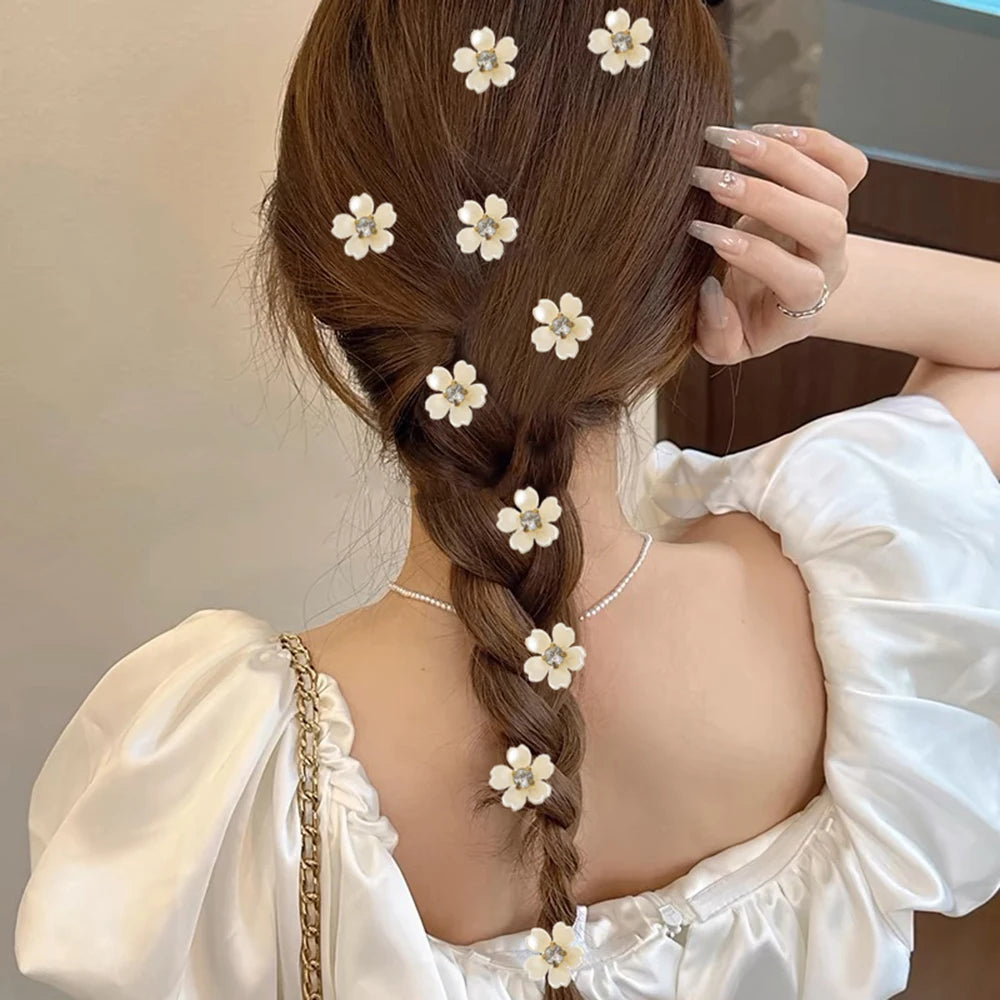 10PCS Resin Rose Hair Buttons | White Hairpins for Brides & Styling