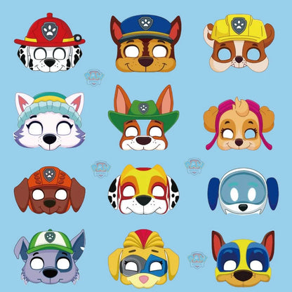 12 pcs Paw Patrol Masks – Chase & Skye Birthday Party Figures