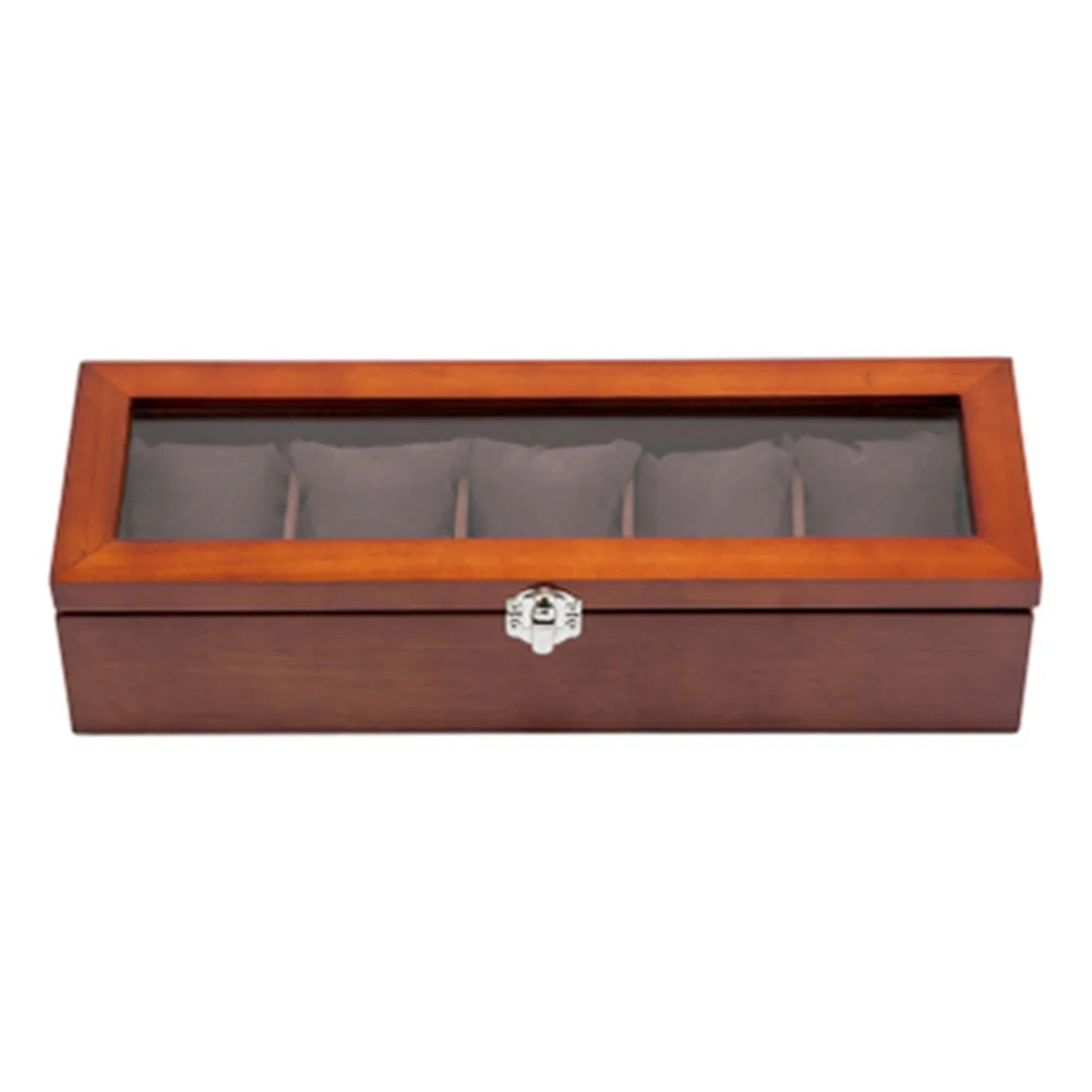 5-Slot Wooden Watch Organizer – Luxury Display Case